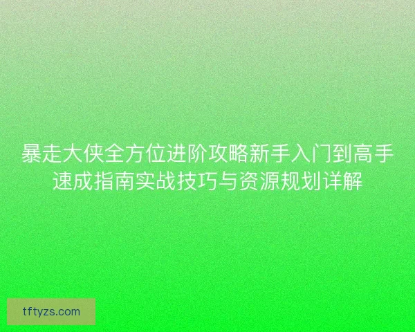 暴走大侠全方位进阶攻略新手入门到高手速成指南实战技巧与资源规划详解