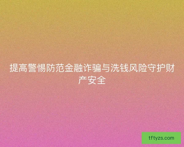 提高警惕防范金融诈骗与洗钱风险守护财产安全