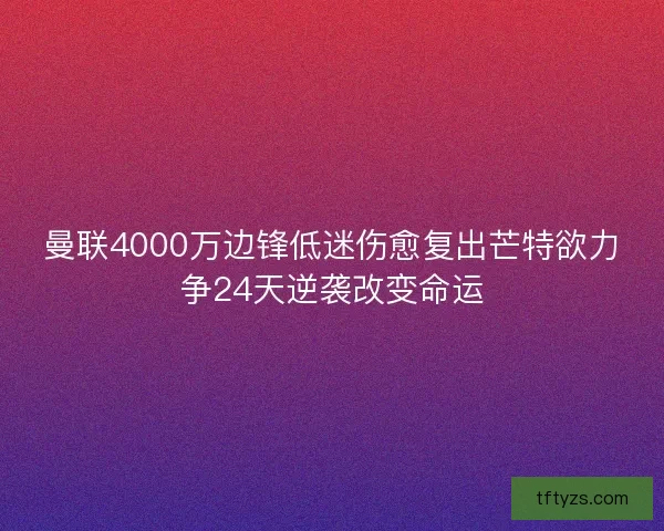 曼联4000万边锋低迷伤愈复出芒特欲力争24天逆袭改变命运