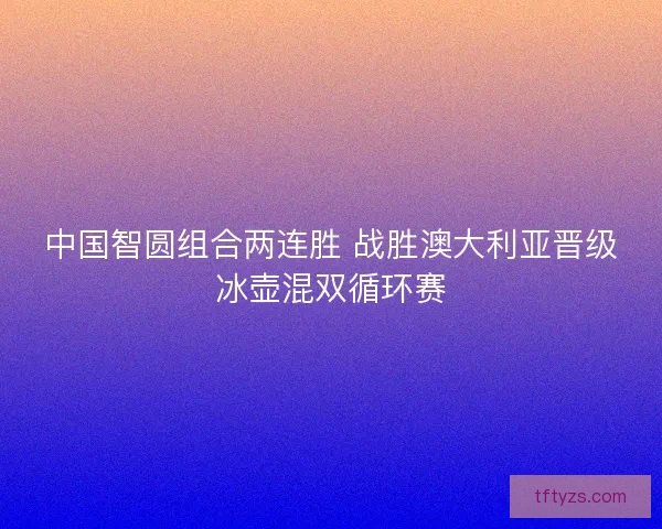 中国智圆组合两连胜 战胜澳大利亚晋级冰壶混双循环赛